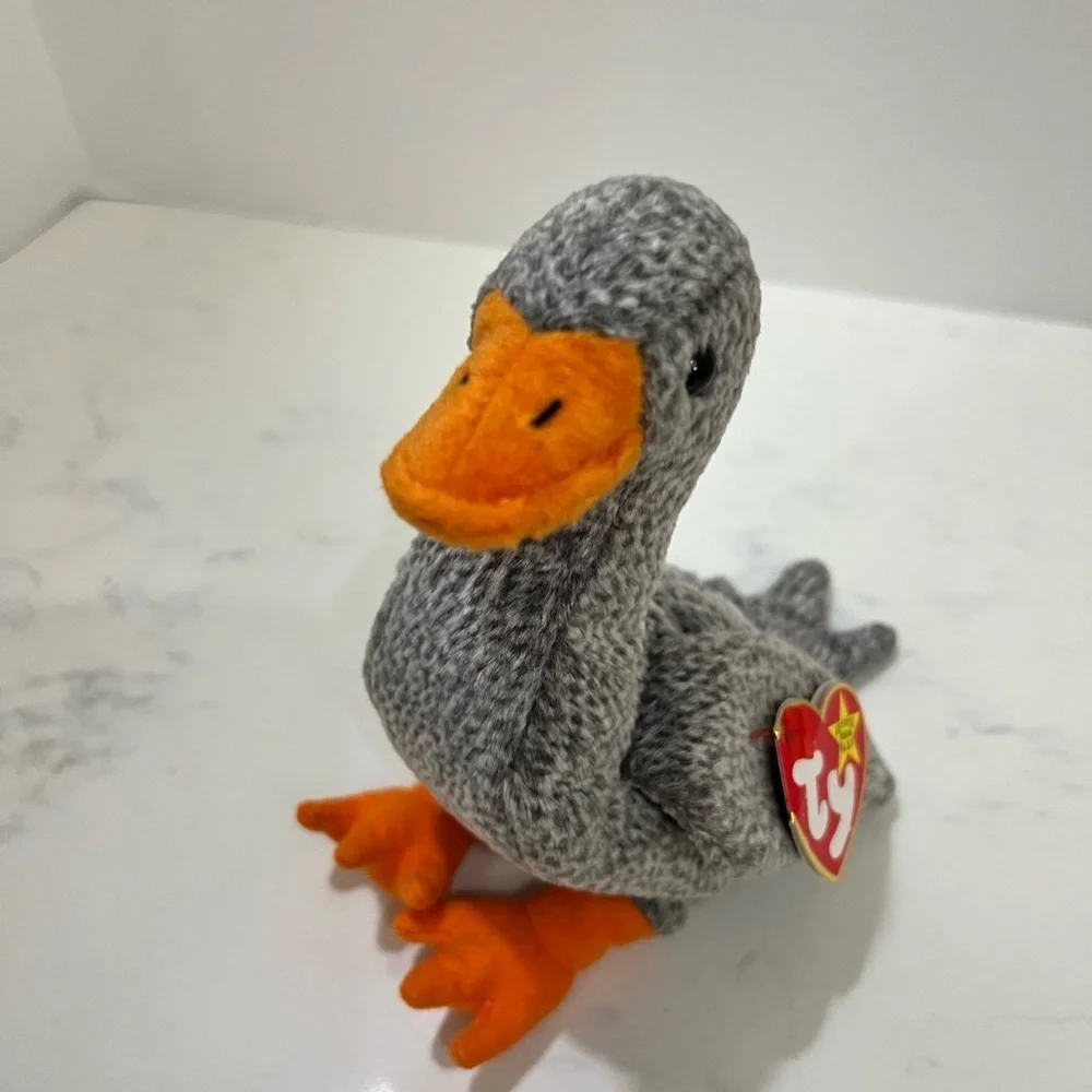 Plush Gray and Orange Bird Toy